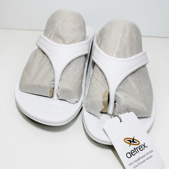 Aetrex Fiji Orthotic Flip Flops White Women 11M Shock Absorbent - Picture 7 of 9